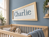 Rachel's Wood Barn | Nursery Wall Decor | Framed Nursery Name Sign