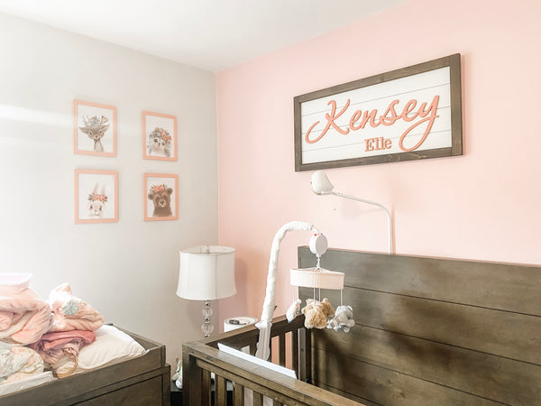 Rachel's Wood Barn Girl Nursery Wall Decor Framed Girl Nursery Nam